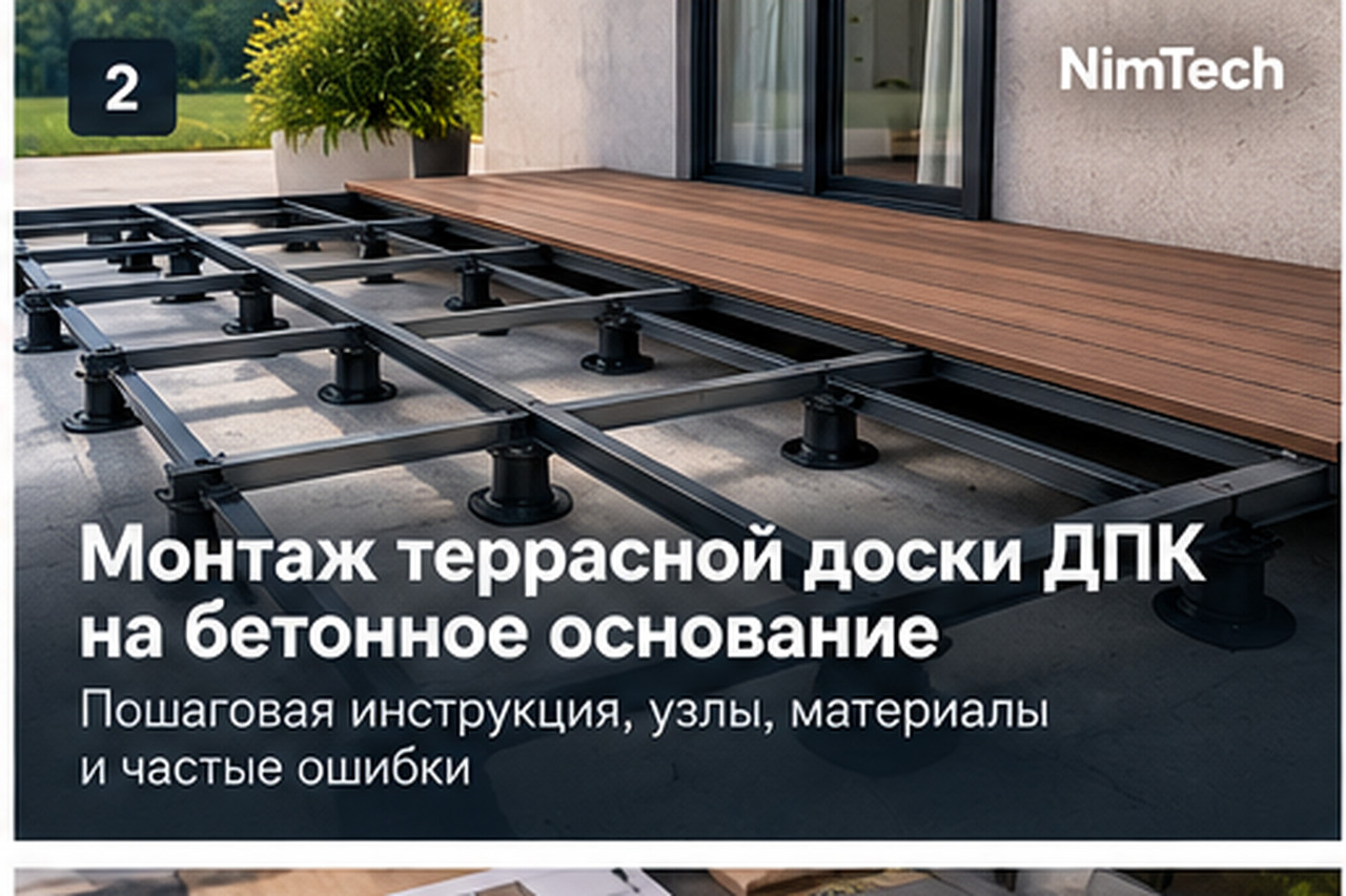 Монтаж ДПК на бетонное основание — иллюстрация к статье NimTech